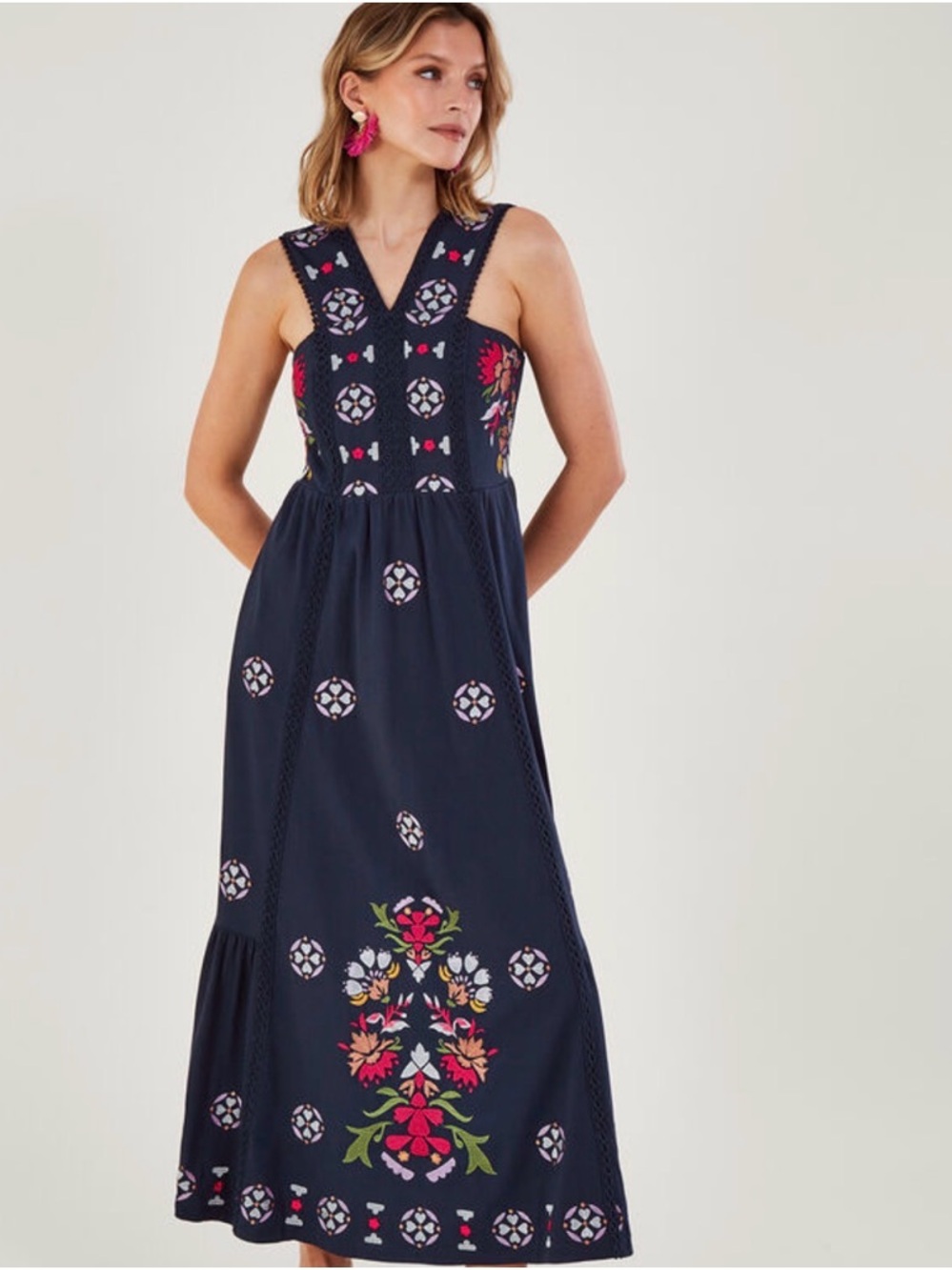 Monsoon Blue and White Strapless Sundress